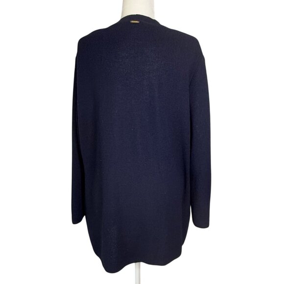 Vintage 1990s St. John Sport Navy Santana Knit Button Cardigan Sweater Large - Picture 3 of 9